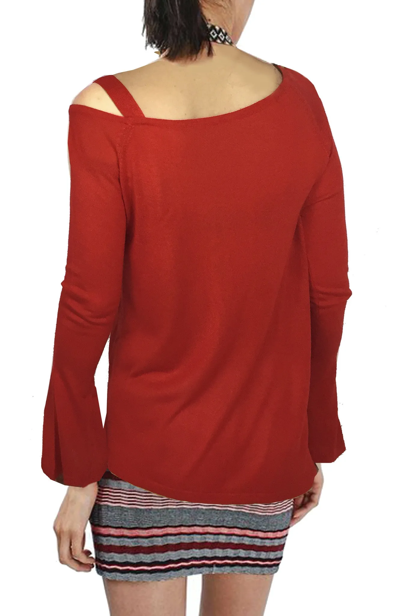 ASHORE WOMENS ASYMMETRIC OFF-THE-SHOULDER FINE SWEATER
