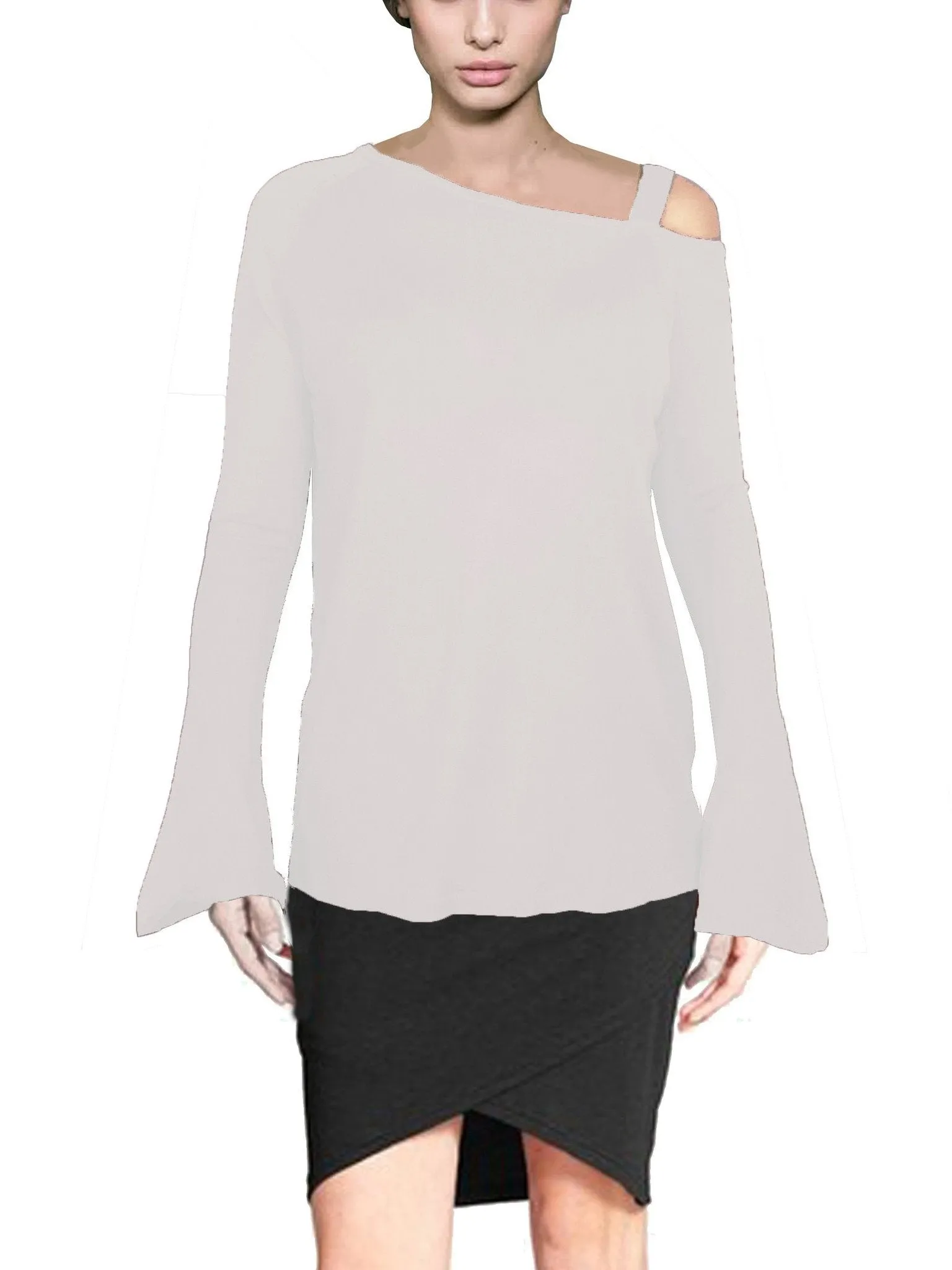 ASHORE WOMENS ASYMMETRIC OFF-THE-SHOULDER FINE SWEATER