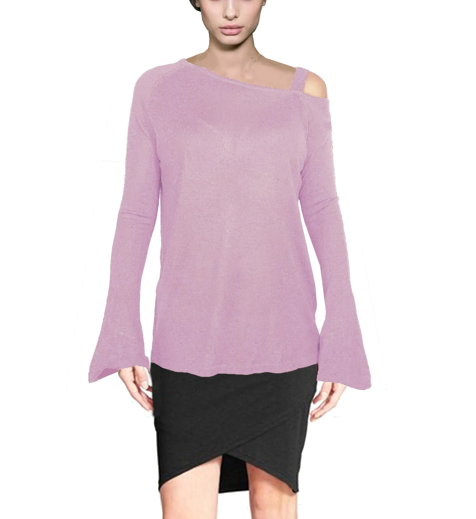 ASHORE WOMENS ASYMMETRIC OFF-THE-SHOULDER FINE SWEATER