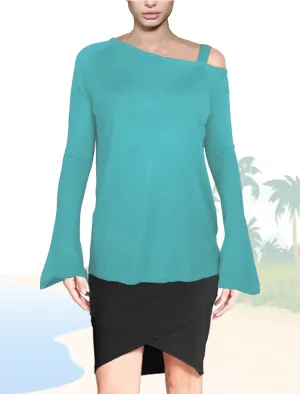 ASHORE WOMENS ASYMMETRIC OFF-THE-SHOULDER FINE SWEATER