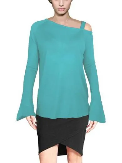 ASHORE WOMENS ASYMMETRIC OFF-THE-SHOULDER FINE SWEATER