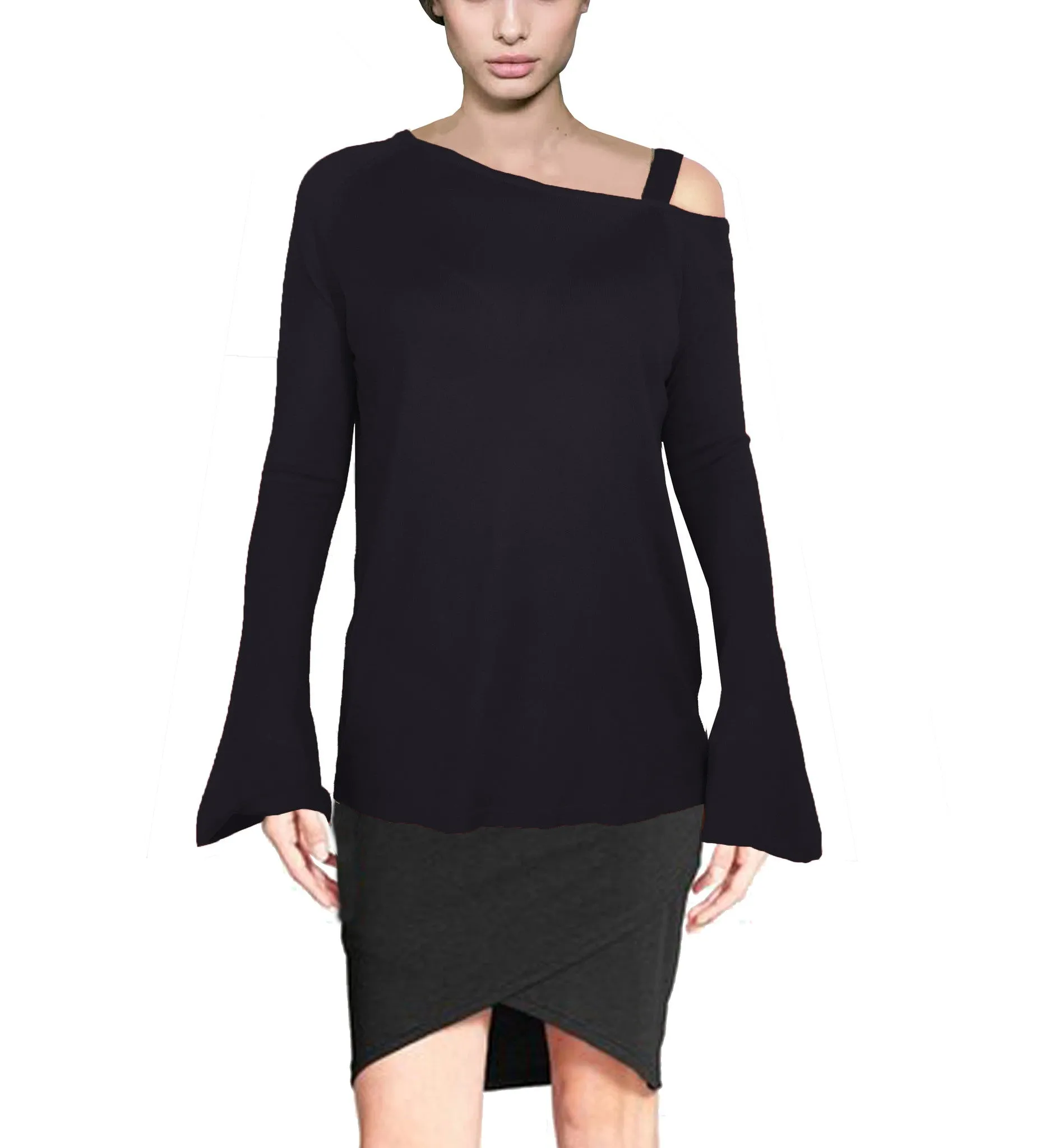 ASHORE WOMENS ASYMMETRIC OFF-THE-SHOULDER FINE SWEATER