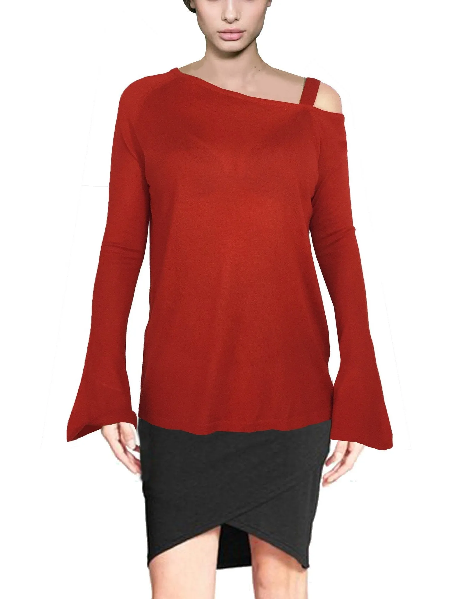 ASHORE WOMENS ASYMMETRIC OFF-THE-SHOULDER FINE SWEATER