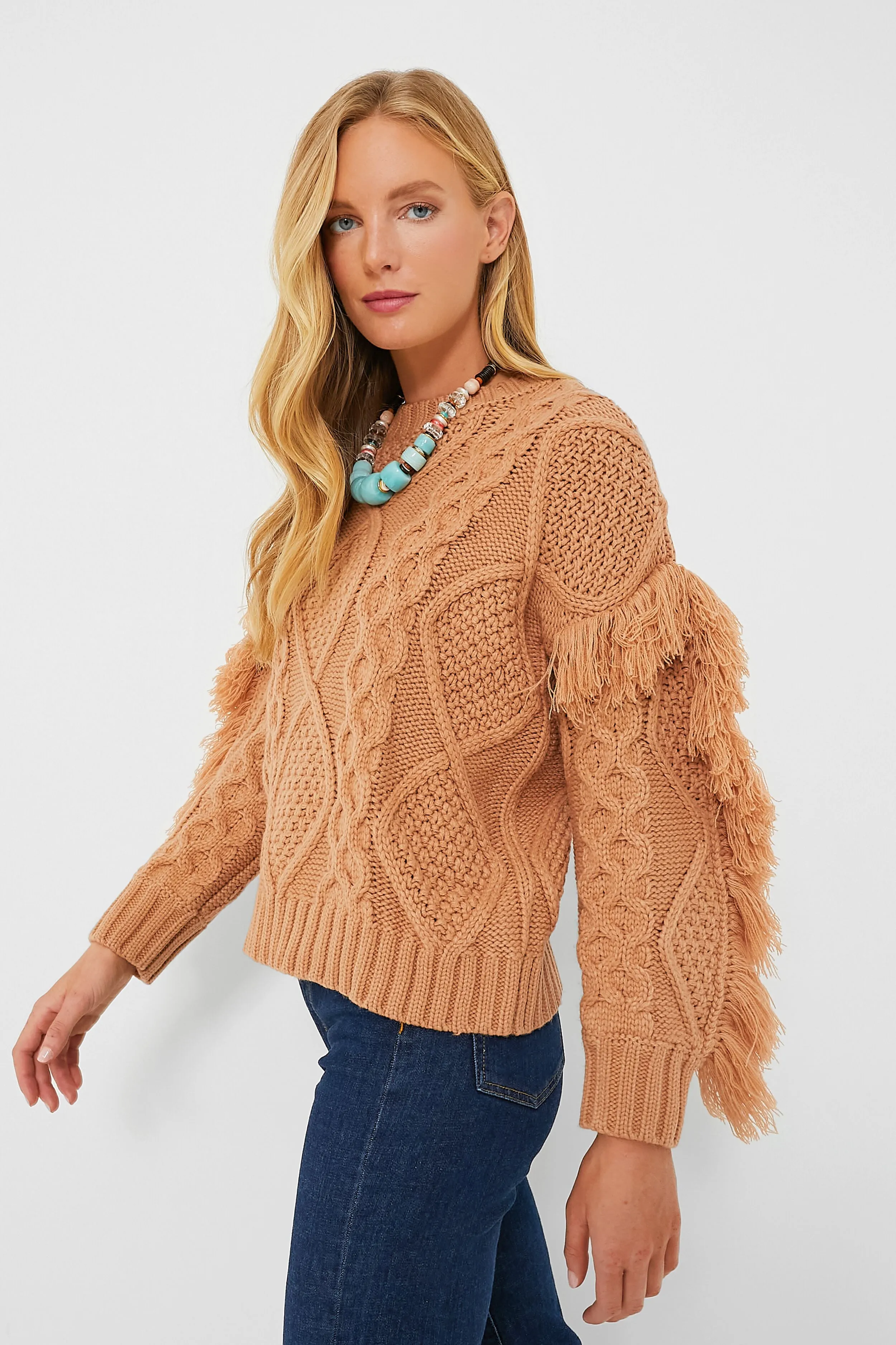 Camel Francesca Fringe Sweater