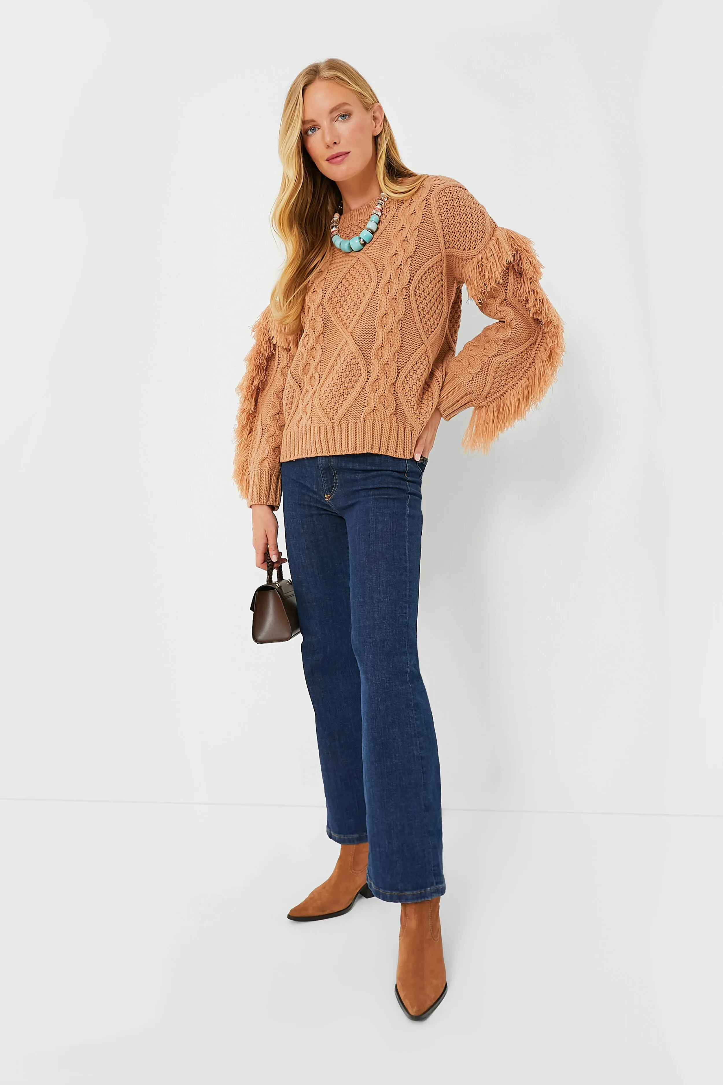 Camel Francesca Fringe Sweater