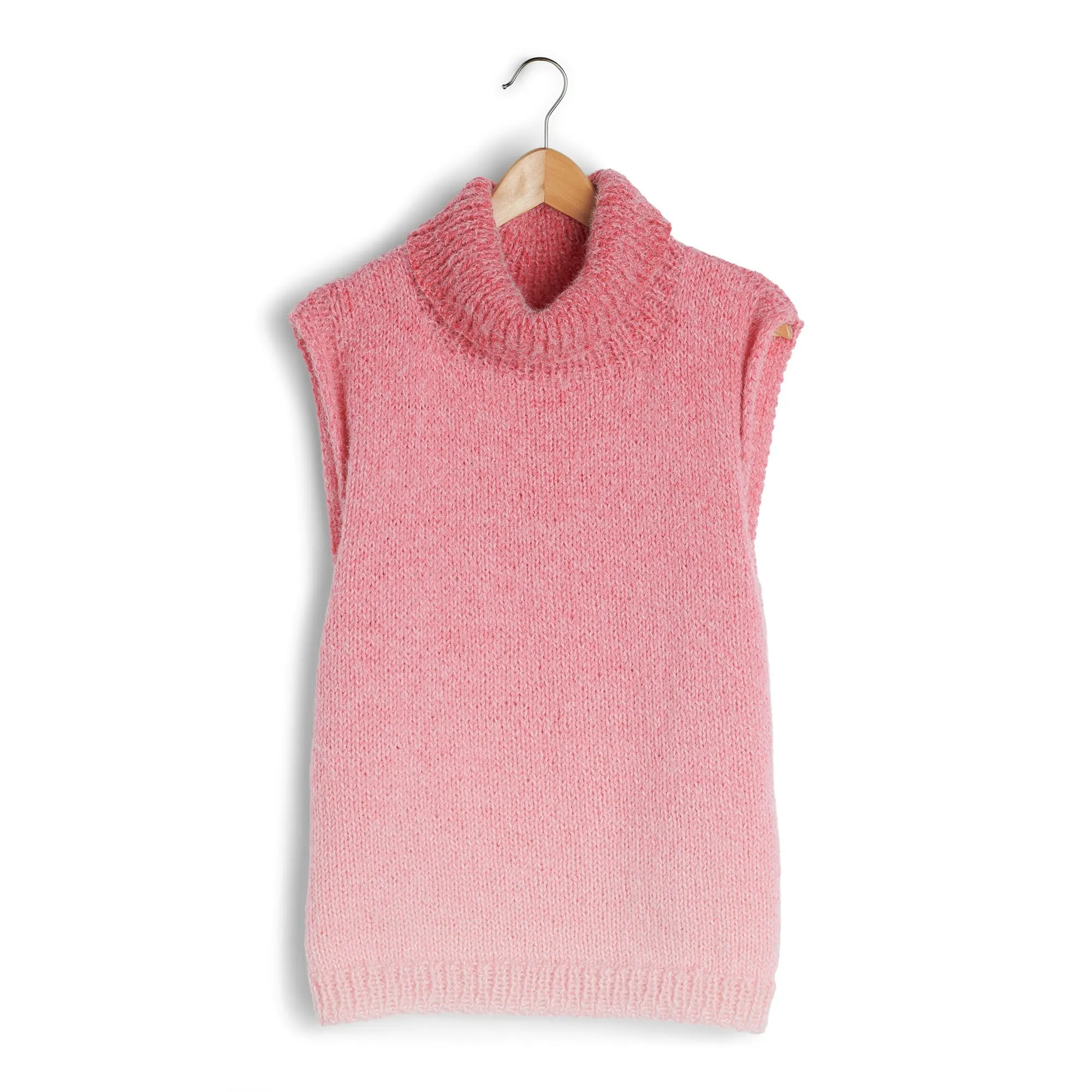 Caron Classically Comfortable Sleeveless Long Neck Knit Vest