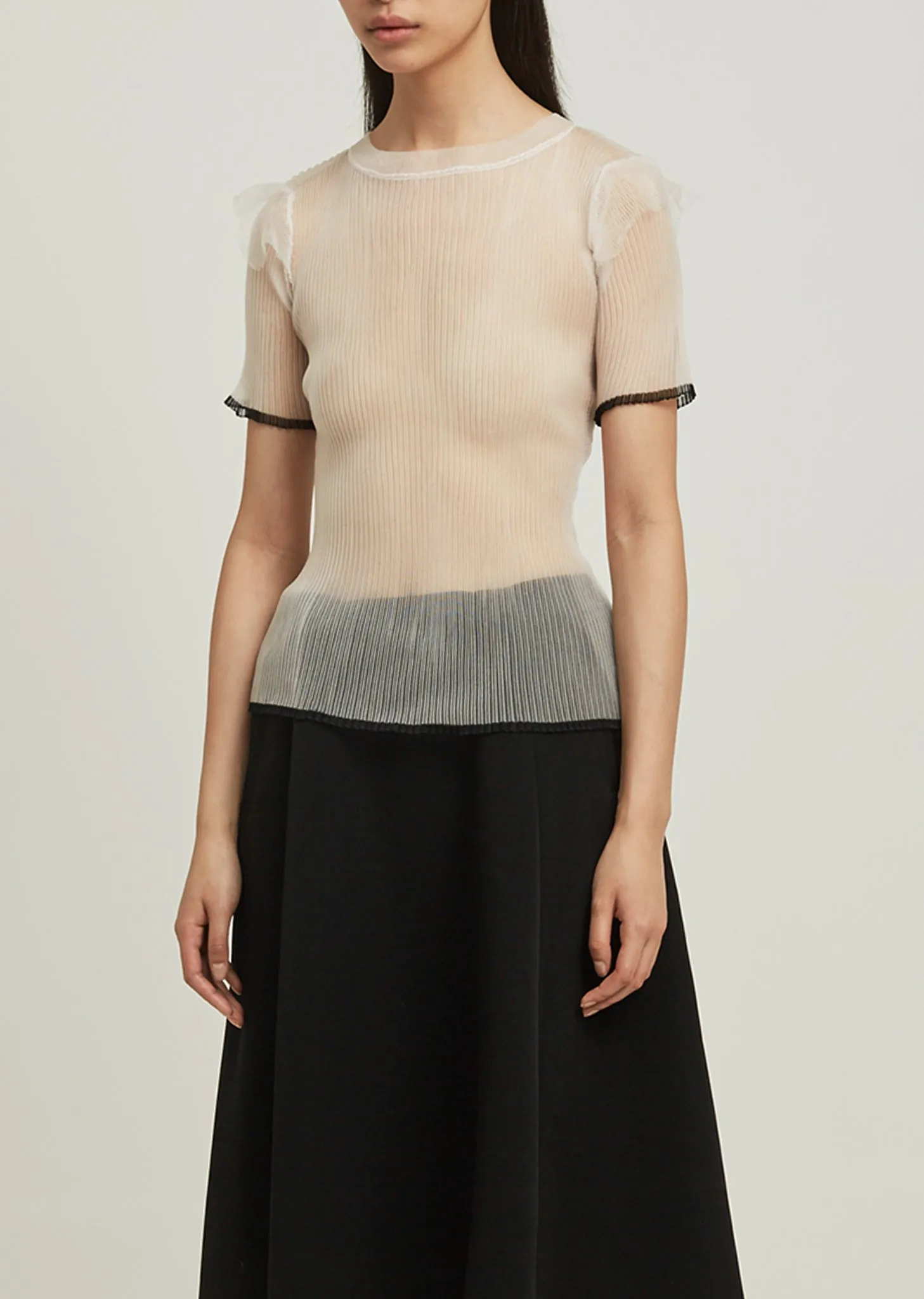 Cupro Silk Sheer Pleated Top