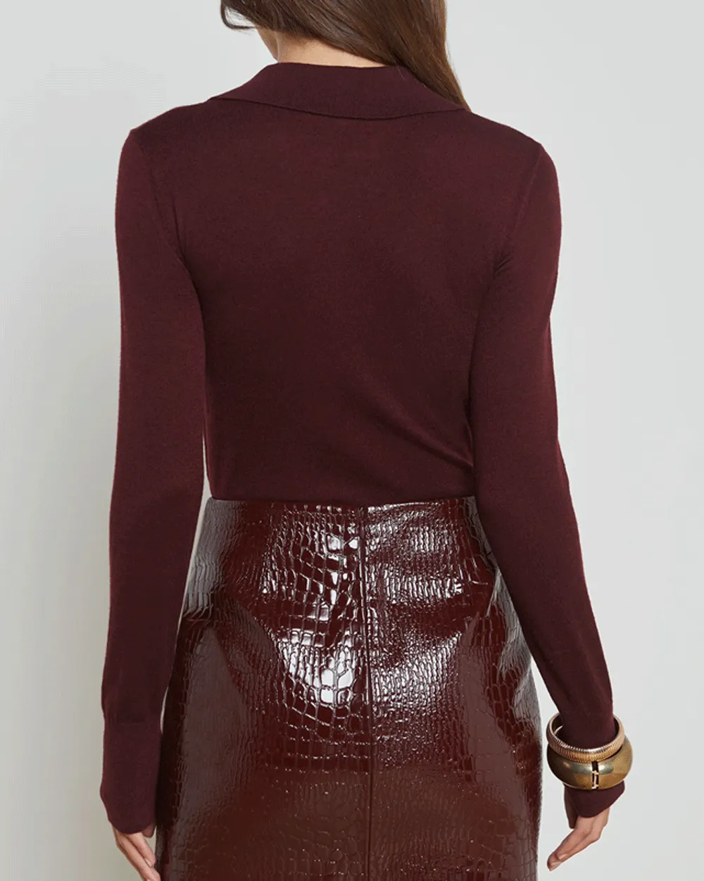 Dark Syrah Sterling Collared Sweater