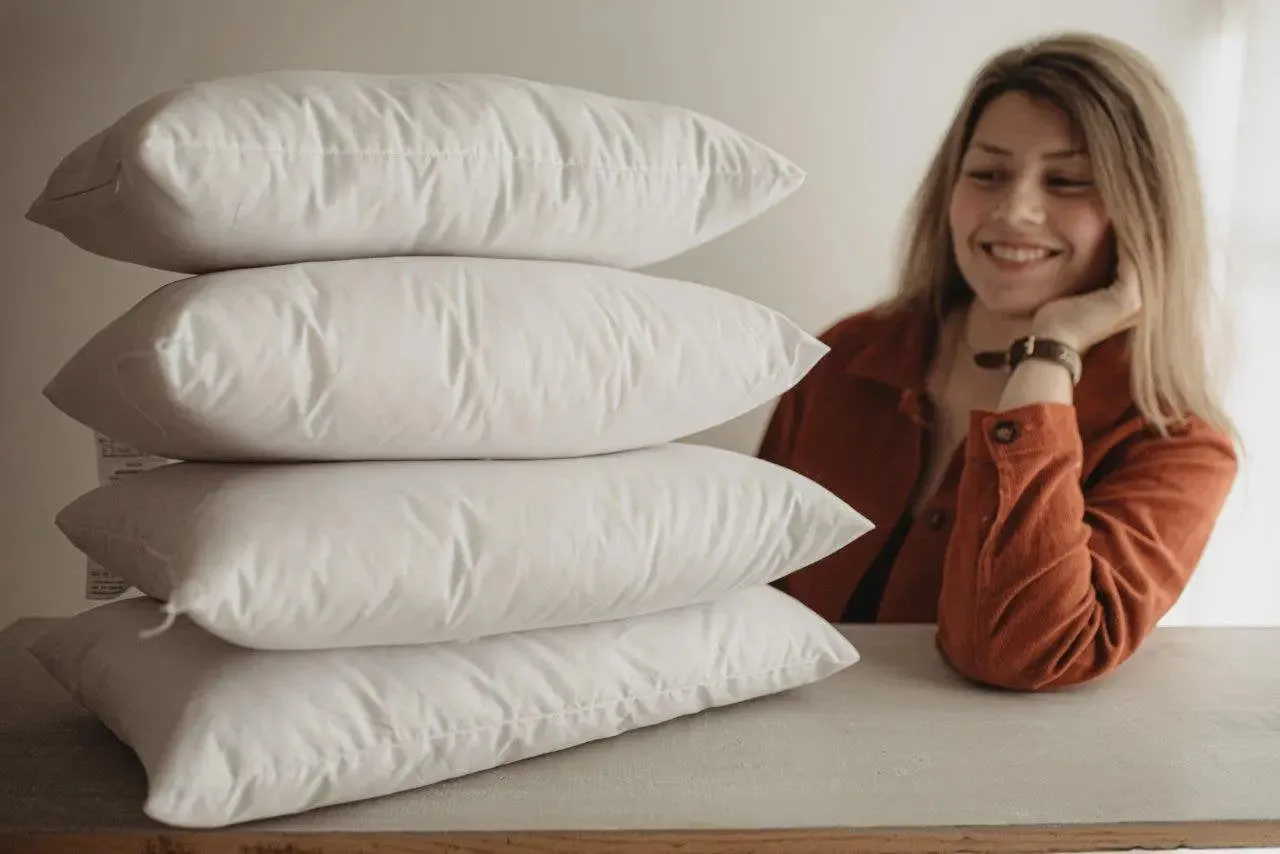 Down Alternative Hypoallergenic Pillow Insert Cotton Cover | 10x10 | 12x12 | 14x14 | 16x16 | 18x18 | 20x20 | 22x22 | 24x24 | Throw Pillow