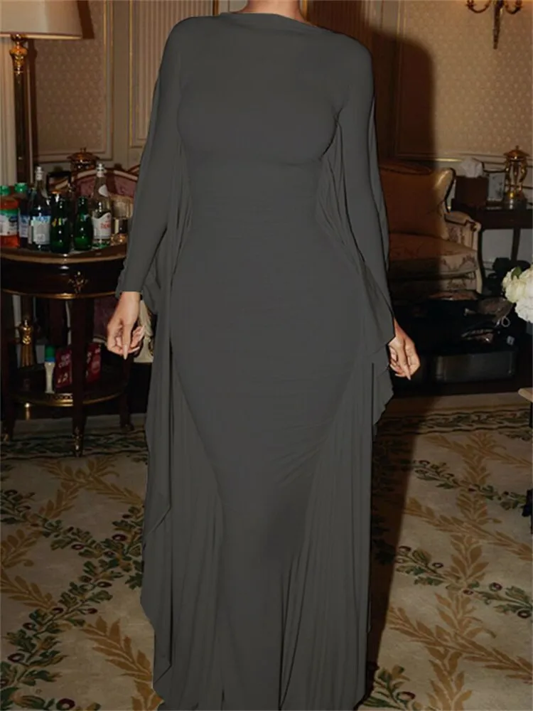 Dresses Long Sleeve Crewneck Skinny Soft Maxi Dress