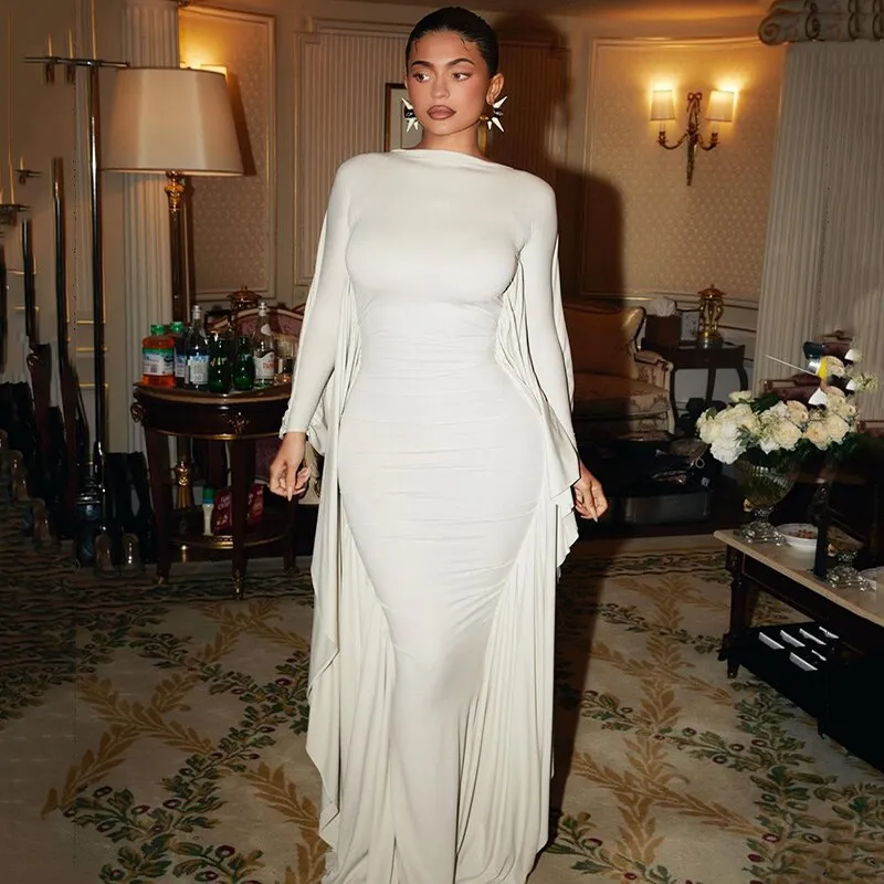 Dresses Long Sleeve Crewneck Skinny Soft Maxi Dress