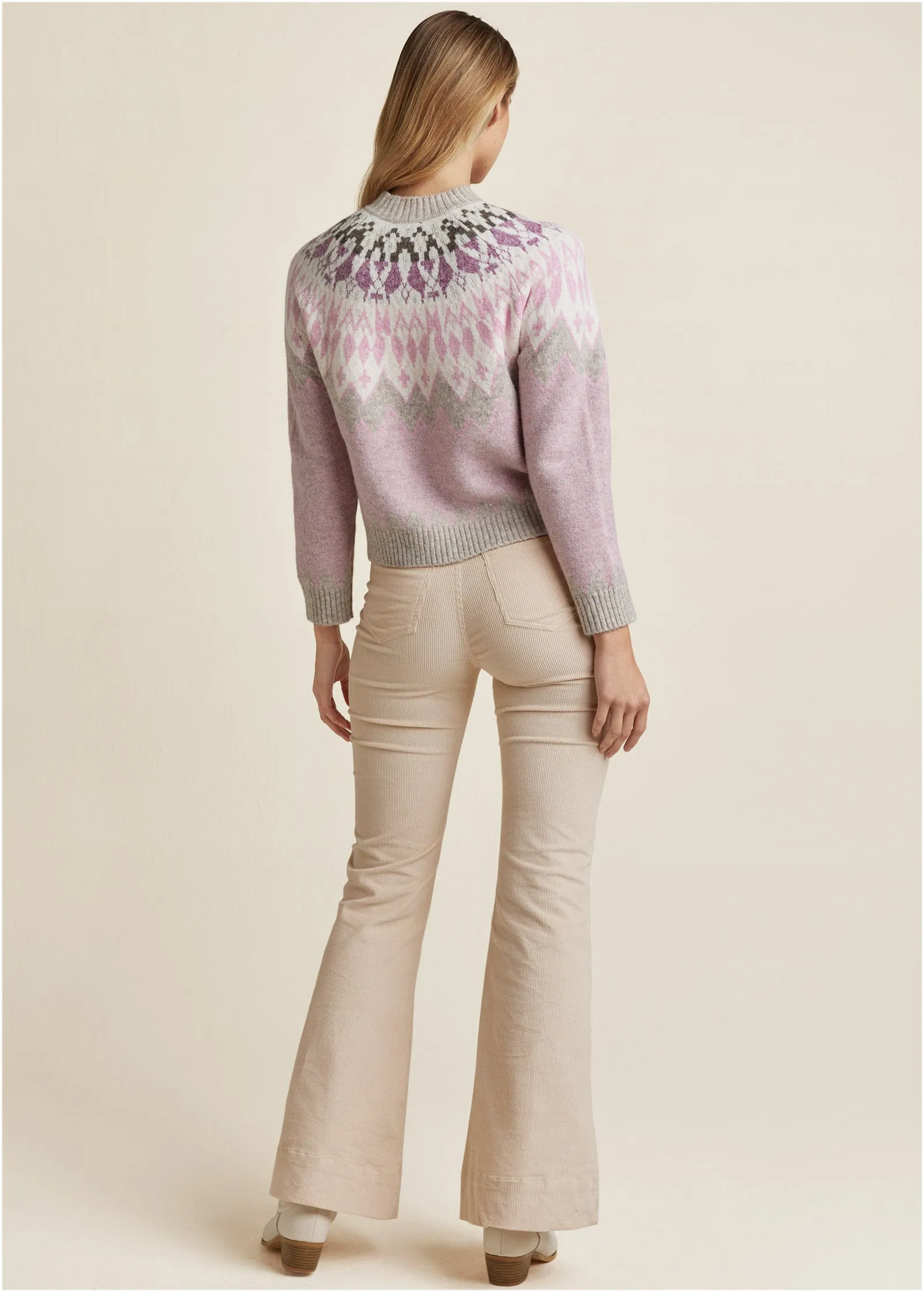 Fair Isle Crew Neck Sweater - Pink Multi