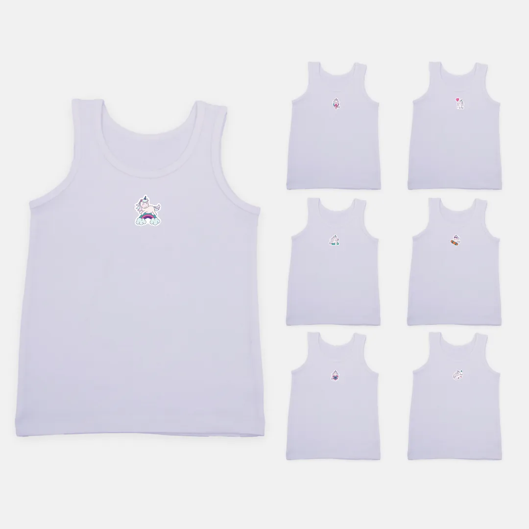 Girl's Vests | Soft Fabric Shoulder |  7 Pack