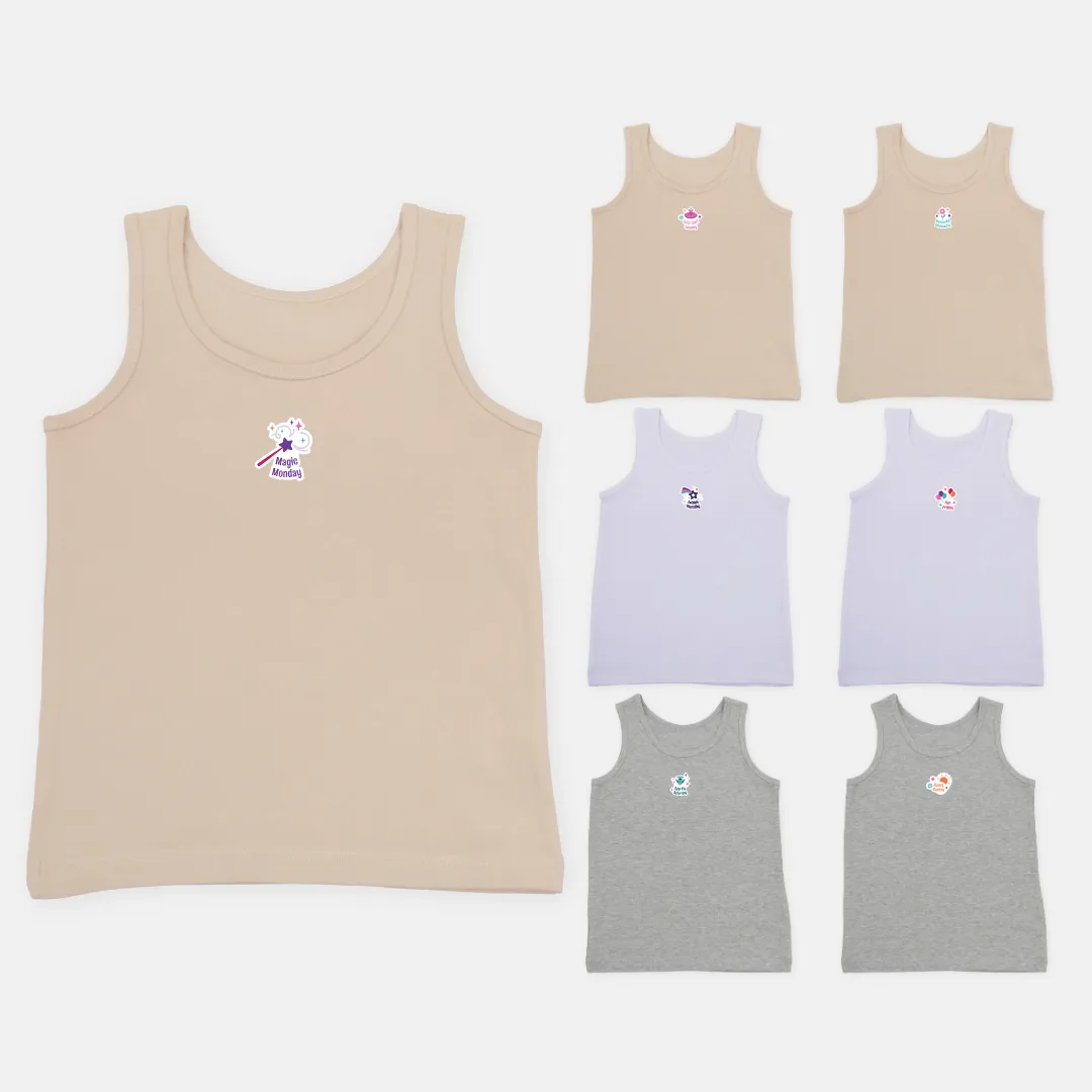 Girl's Vests | Soft Fabric Shoulder |  7 Pack