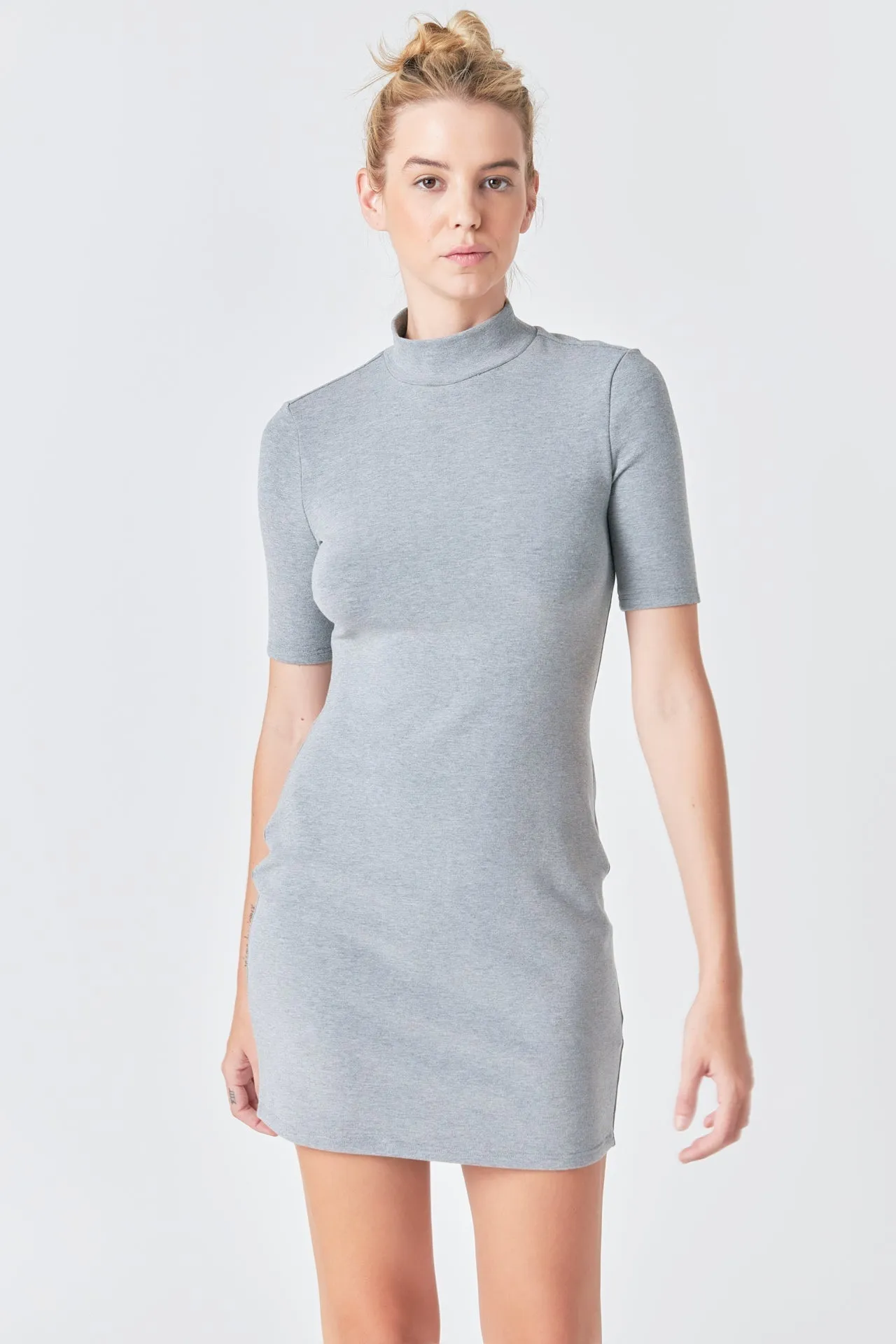 Grey Lab - Soft Mock Neck Mini Dress
