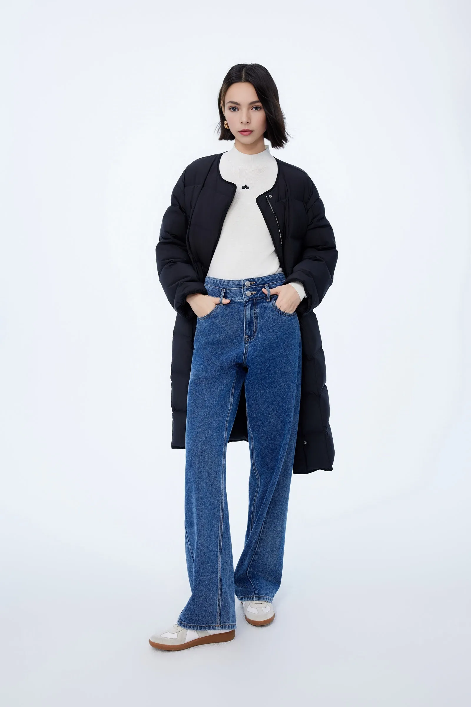 LILY Detachable Scarf Long Down Jacket