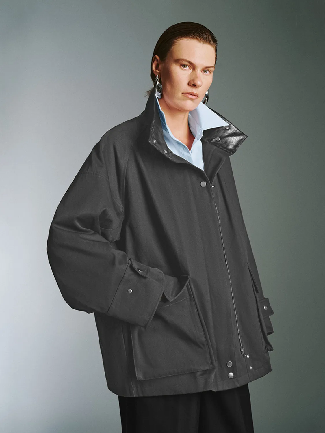 Loose Zip Up Front Jackets