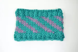 Oblique Headband in Peacock and Mauve wool blend