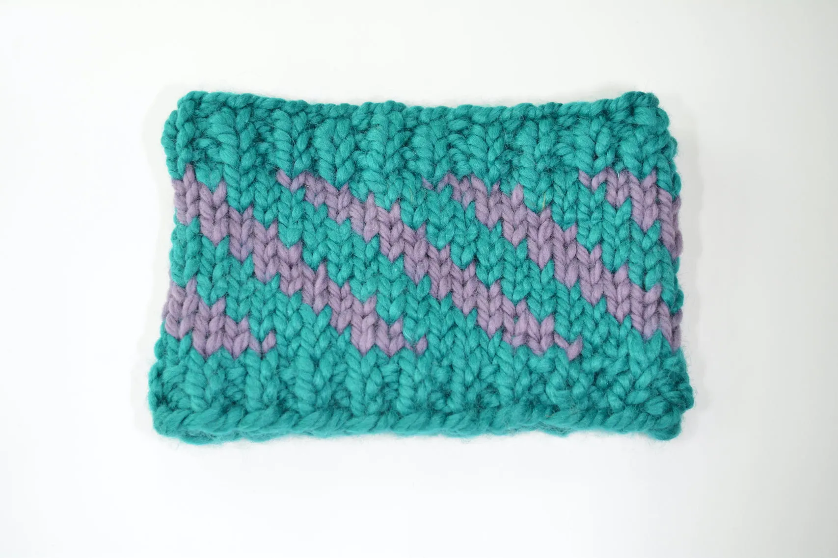Oblique Headband in Peacock and Mauve wool blend