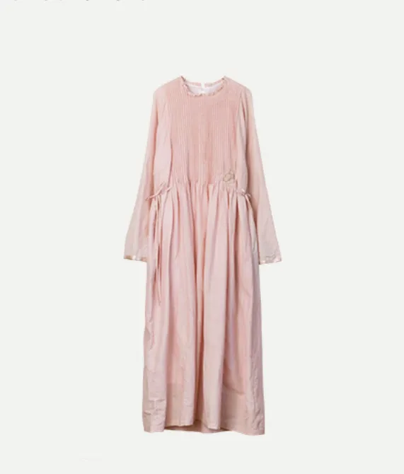 Pleated Soft Linen Dresses long Prom Women Dresses Wedding Dress  90223