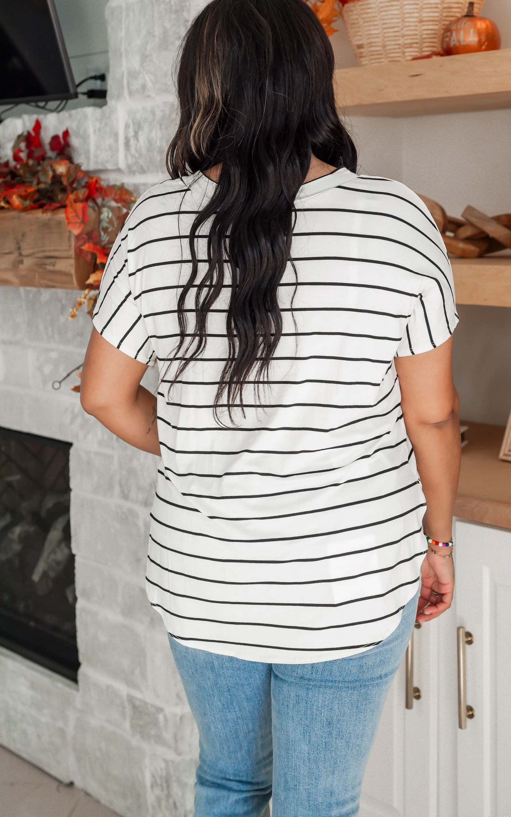 Relaxed Ivory Oversized Stripe Tee - Final Sale