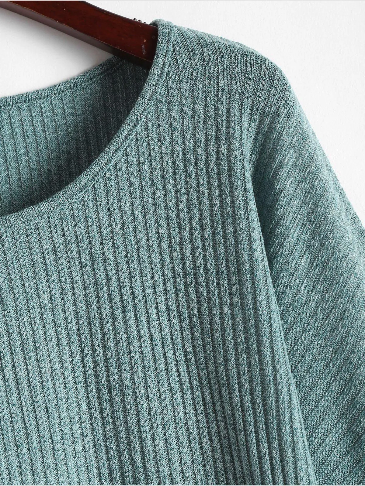 Ribbed knit crew neck sweater