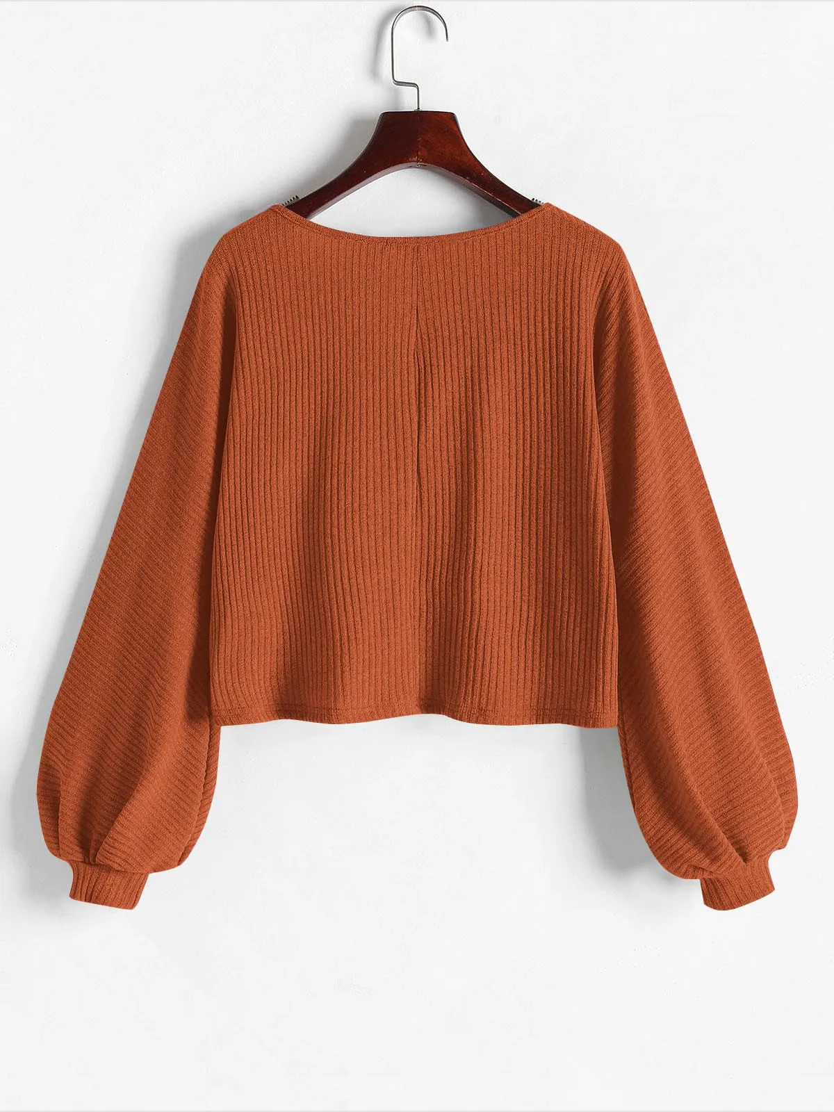 Ribbed knit crew neck sweater