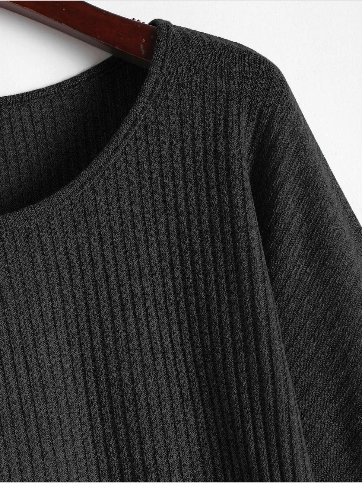 Ribbed knit crew neck sweater