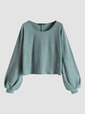 Ribbed knit crew neck sweater