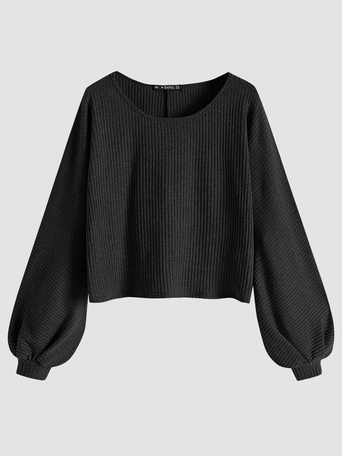 Ribbed knit crew neck sweater