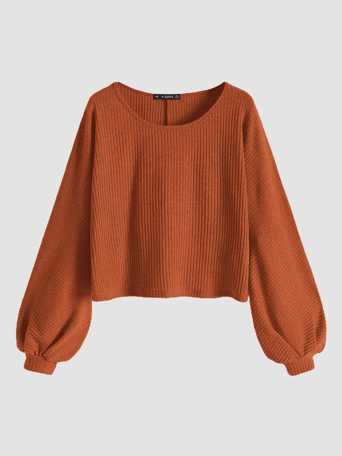 Ribbed knit crew neck sweater