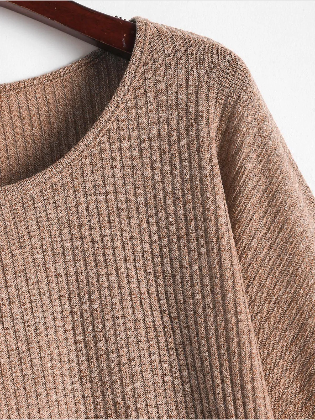 Ribbed knit crew neck sweater
