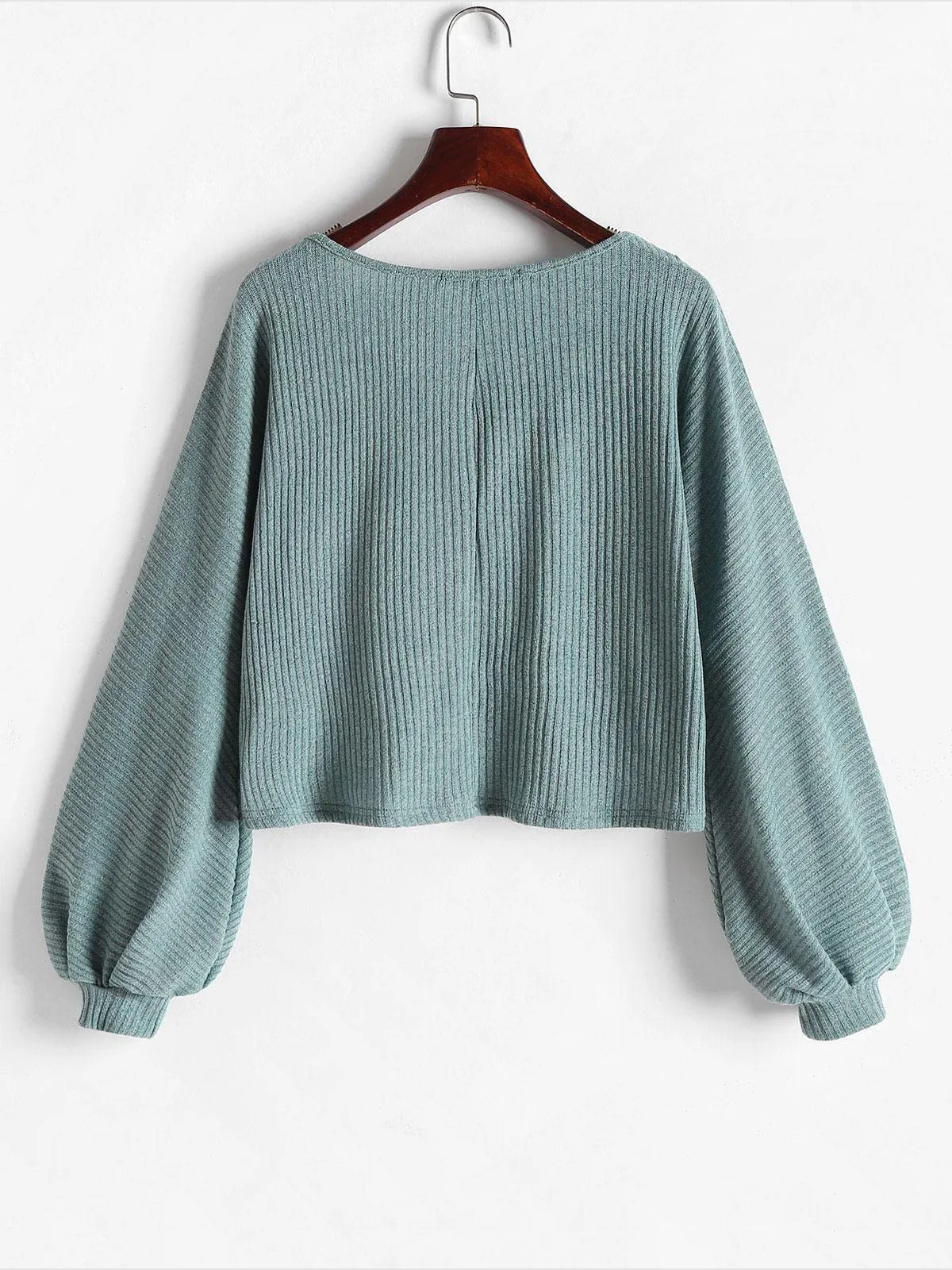 Ribbed knit crew neck sweater