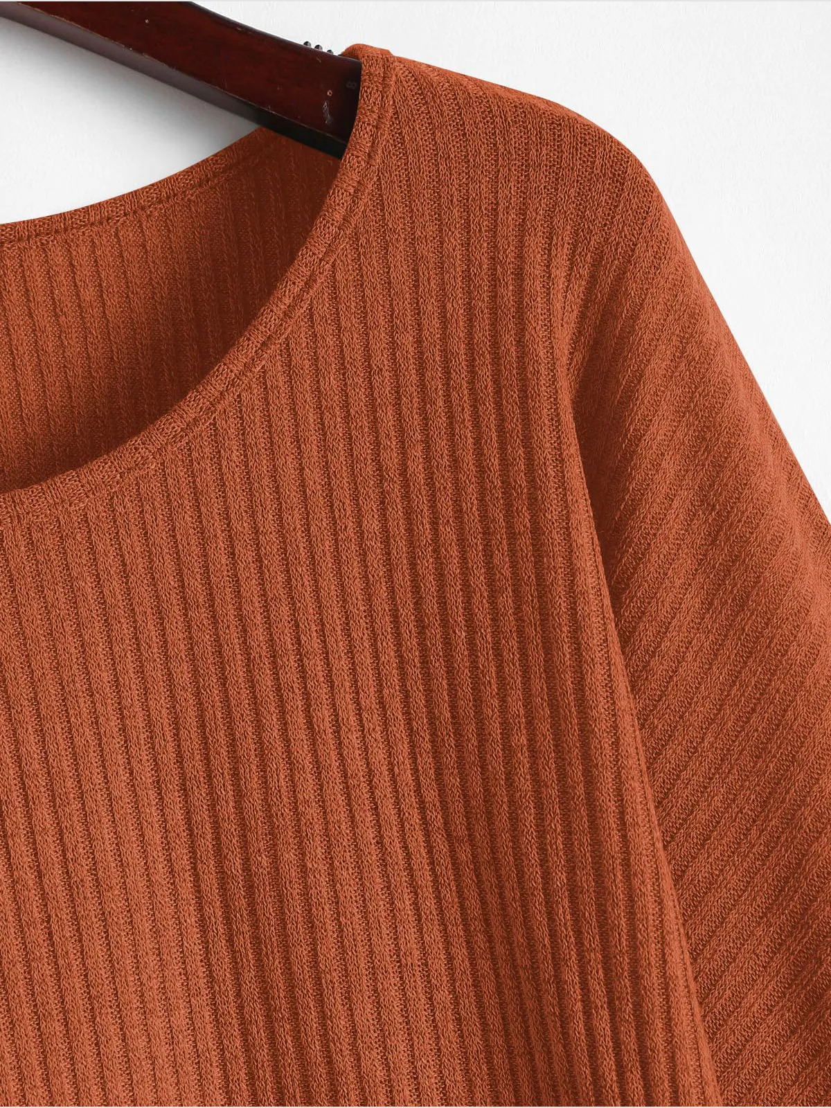 Ribbed knit crew neck sweater