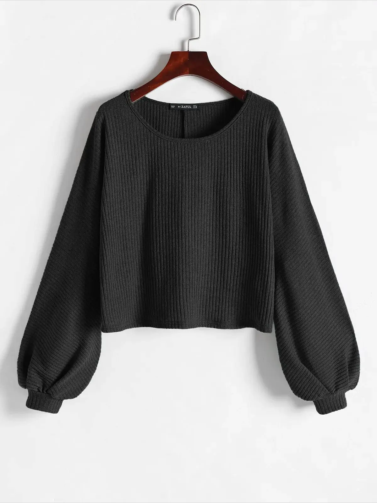 Ribbed knit crew neck sweater