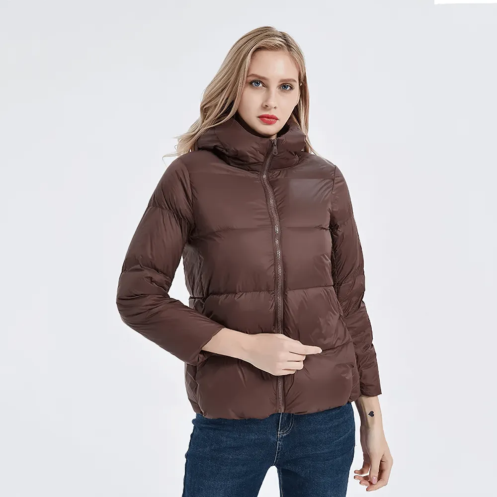 Slim Fit Duck Down Jacket with Pockets and Hood - SF2305