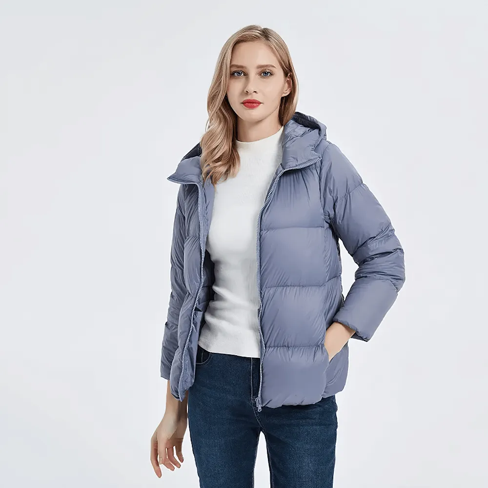 Slim Fit Duck Down Jacket with Pockets and Hood - SF2305