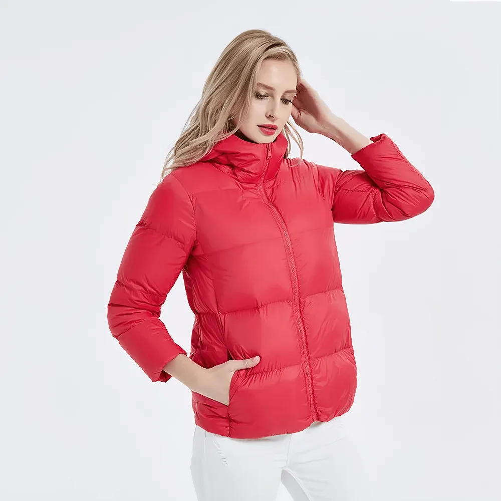 Slim Fit Duck Down Jacket with Pockets and Hood - SF2305