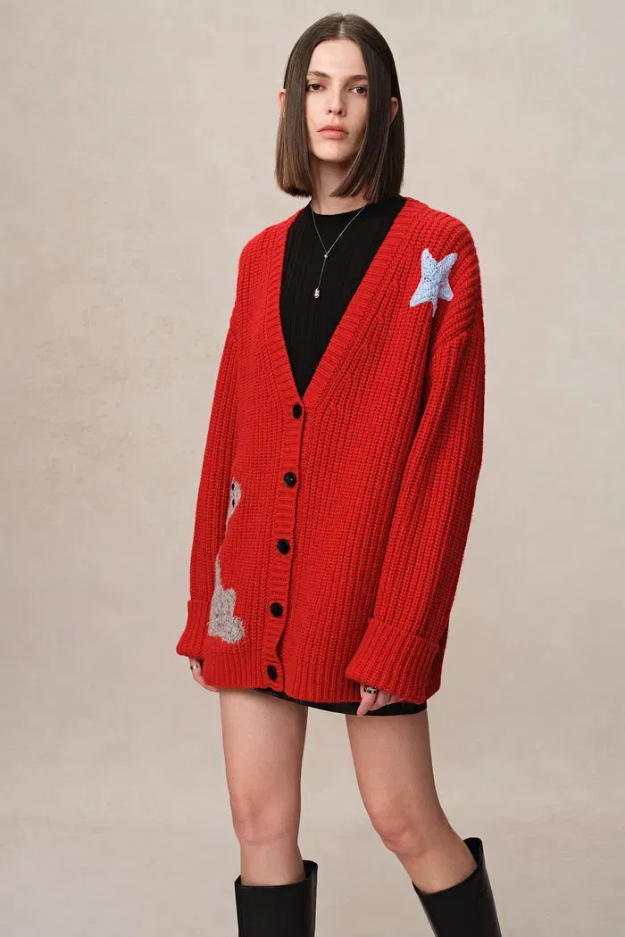 Star Lover Zodiac Cardigan in Chunky Merino Wool Knit