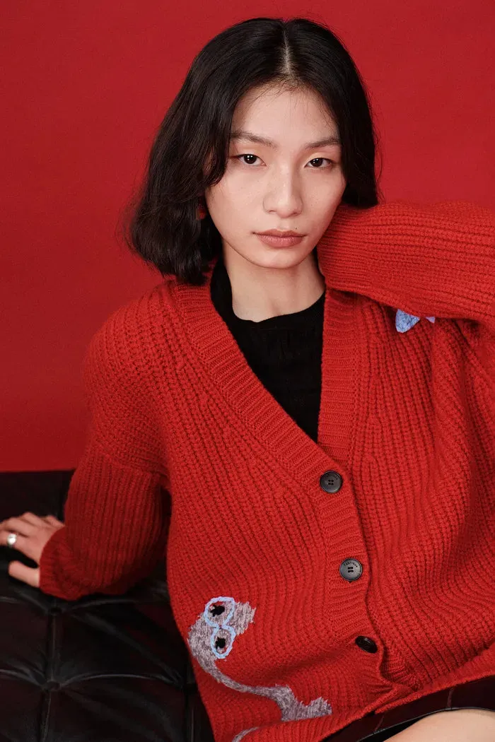 Star Lover Zodiac Cardigan in Chunky Merino Wool Knit