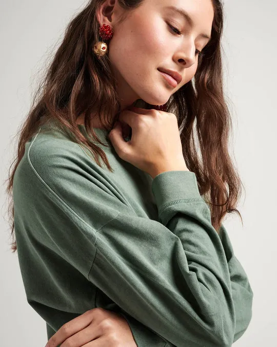 Women's Relaxed Crop Long Sleeve Tee - Sage